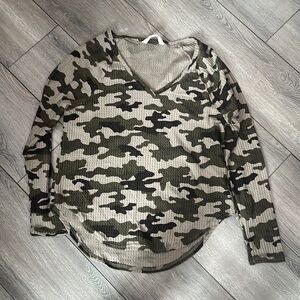 MM77 Bluenotes green camo waffle knit long sleeve